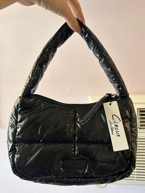 NWT Circus by Sam Edelman Malibu Quilted Puffer Bag Glossy Black Y2K Cloud Style